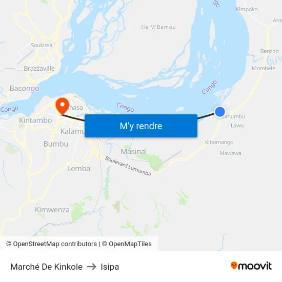 Marché De Kinkole to Isipa map