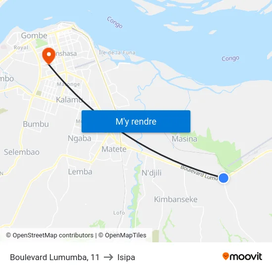 Boulevard Lumumba, 11 to Isipa map