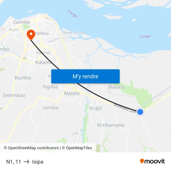N1, 11 to Isipa map