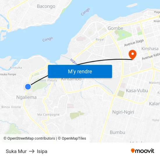 Suka Mur to Isipa map