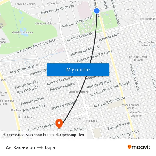 Av. Kasa-Vibu to Isipa map