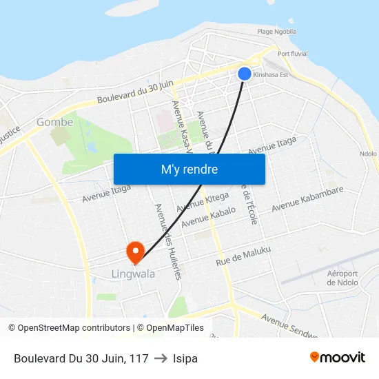 Boulevard Du 30 Juin, 117 to Isipa map