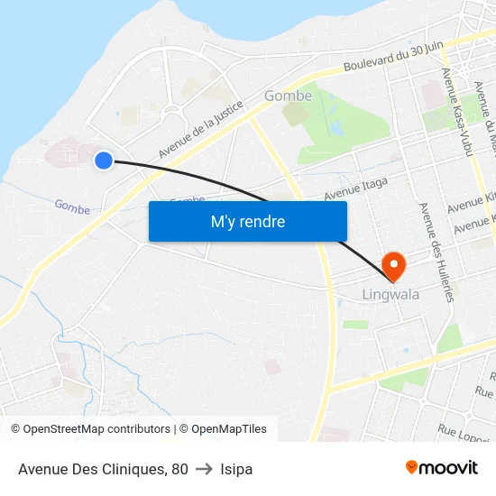 Avenue Des Cliniques, 80 to Isipa map