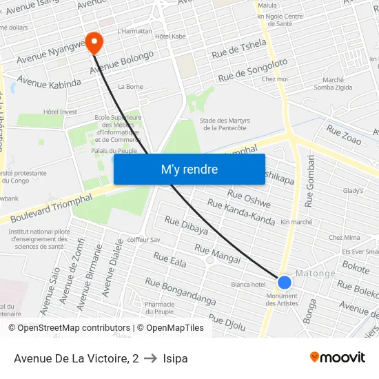 Avenue De La Victoire, 2 to Isipa map