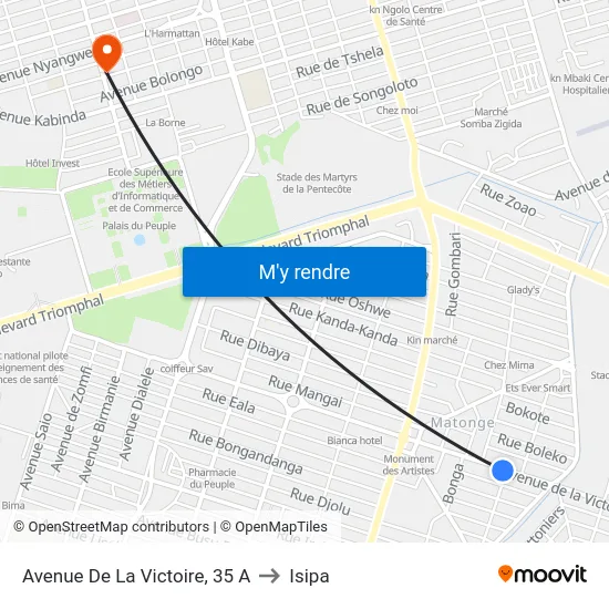 Avenue De La Victoire, 35 A to Isipa map