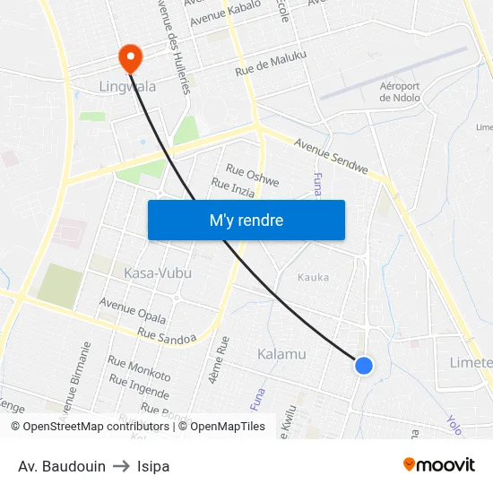 Av. Baudouin to Isipa map