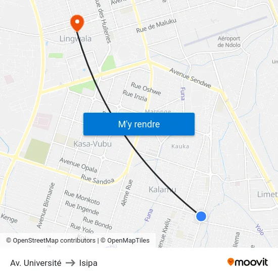 Av. Université to Isipa map