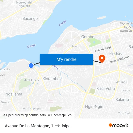 Avenue De La Montagne, 1 to Isipa map