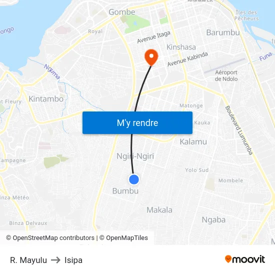 R. Mayulu to Isipa map