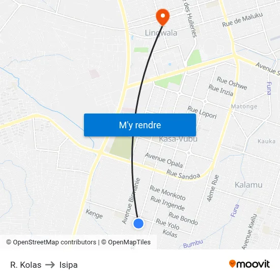 R. Kolas to Isipa map