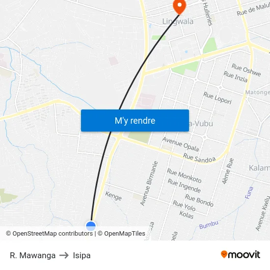 R. Mawanga to Isipa map