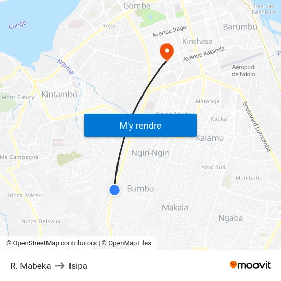 R. Mabeka to Isipa map