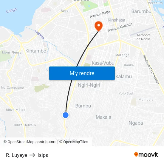 R. Luyeye to Isipa map