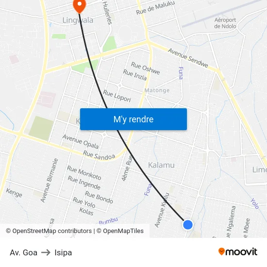Av. Goa to Isipa map