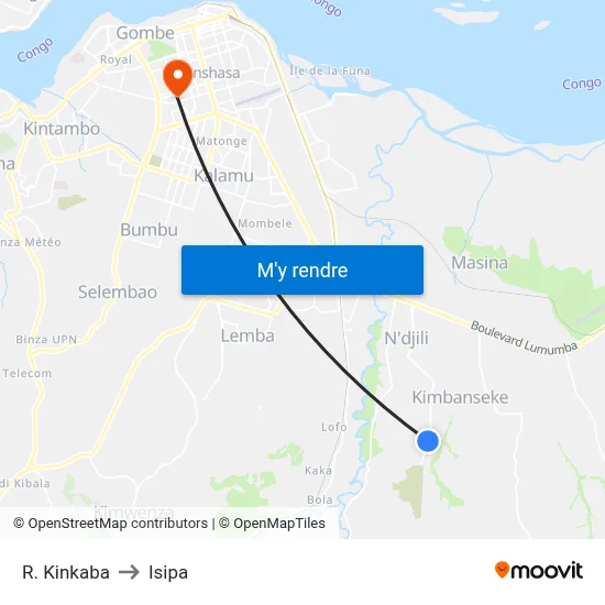 R. Kinkaba to Isipa map