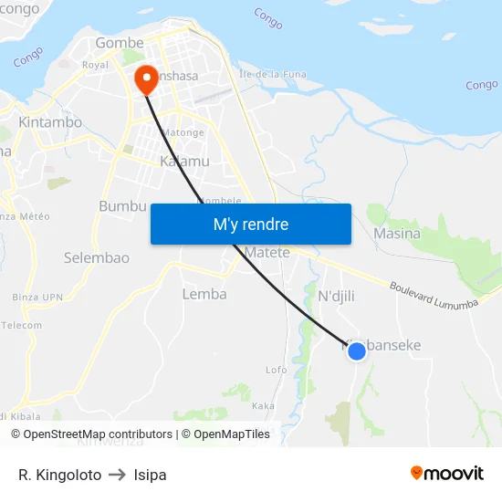 R. Kingoloto to Isipa map