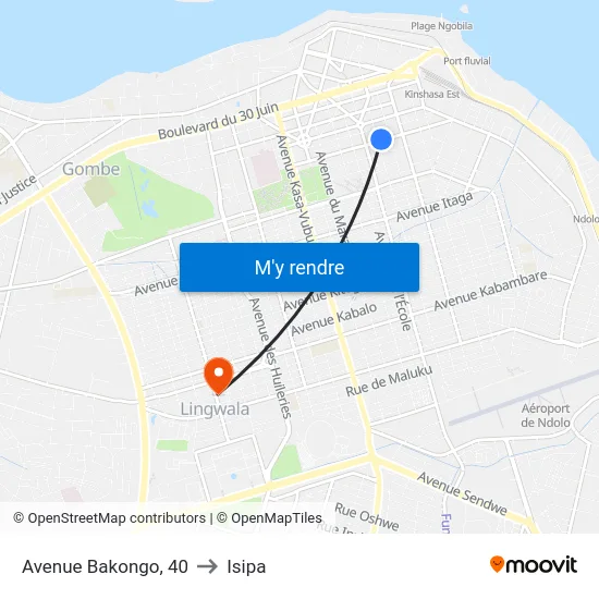 Avenue Bakongo, 40 to Isipa map