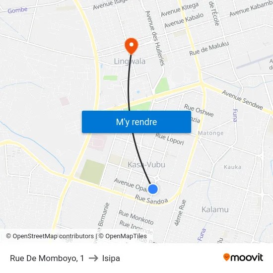 Rue De Momboyo, 1 to Isipa map