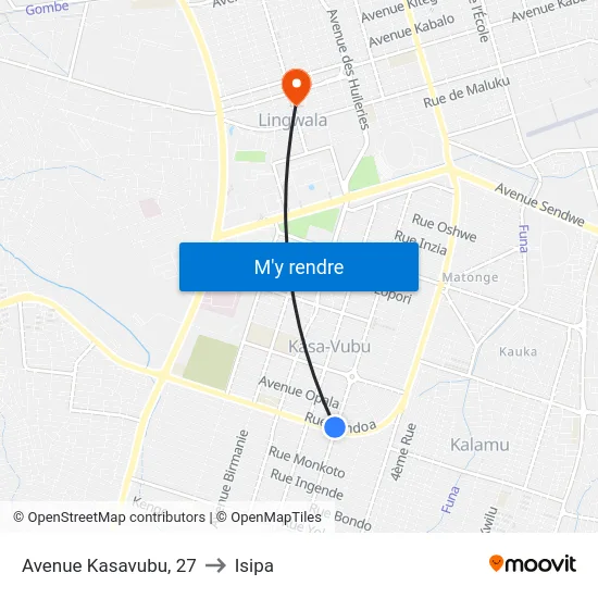 Avenue Kasavubu, 27 to Isipa map