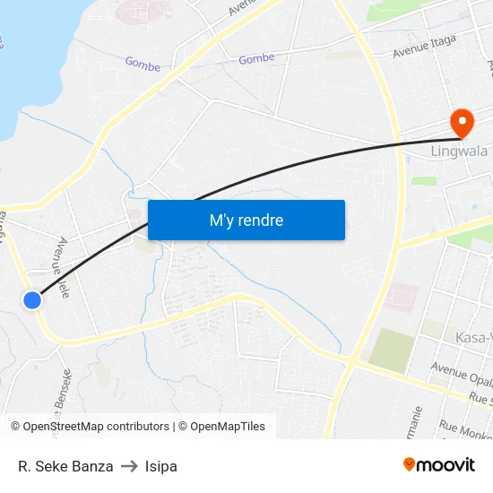 R. Seke Banza to Isipa map