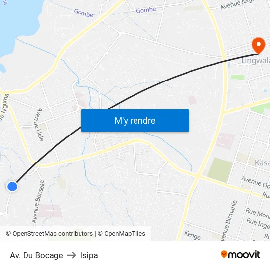 Av. Du Bocage to Isipa map