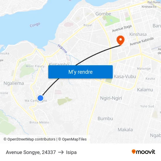 Avenue Songye, 24337 to Isipa map