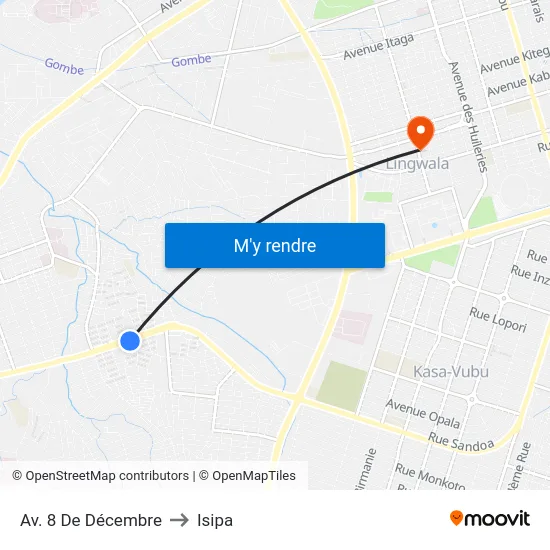 Av. 8 De Décembre to Isipa map