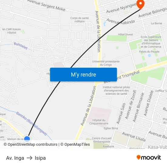 Av. Inga to Isipa map