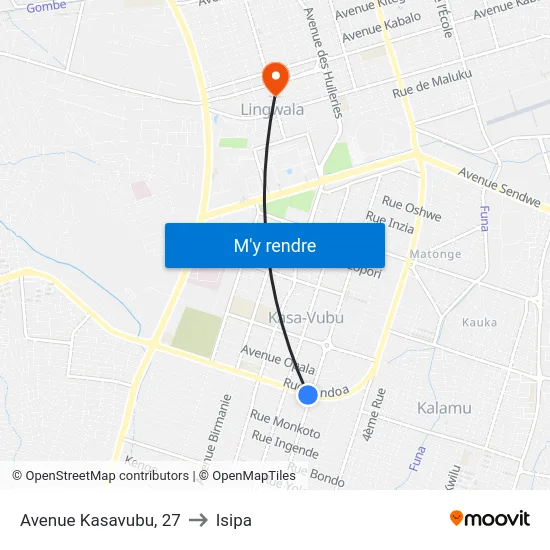 Avenue Kasavubu, 27 to Isipa map