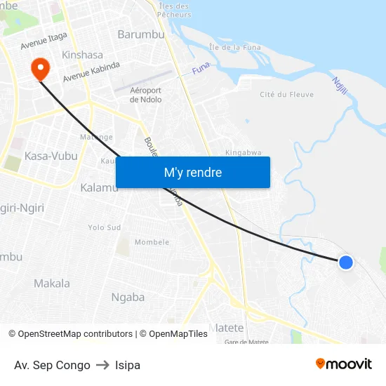 Av. Sep Congo to Isipa map