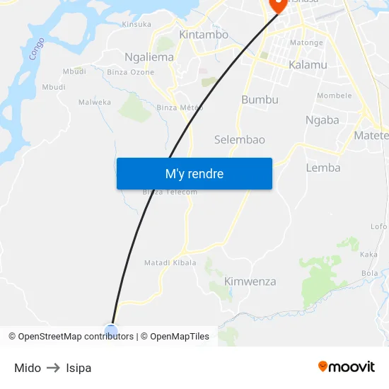 Mido to Isipa map