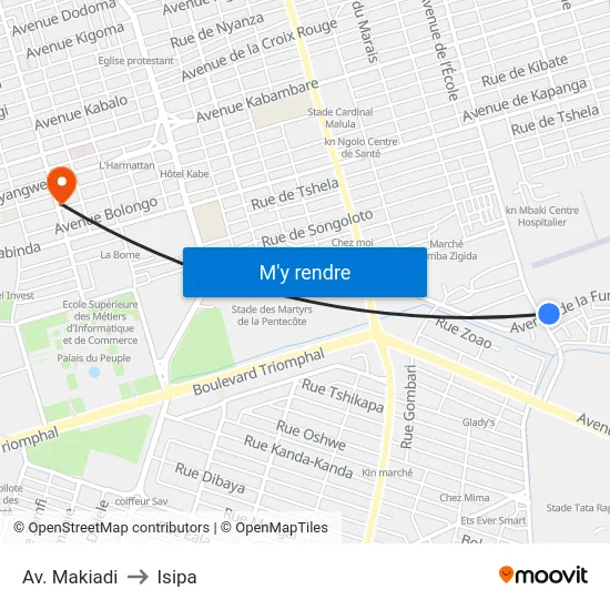 Av. Makiadi to Isipa map