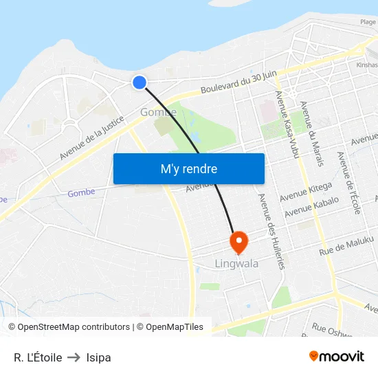 R. L'Étoile to Isipa map