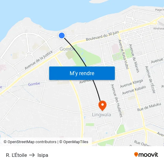 R. L'Étoile to Isipa map