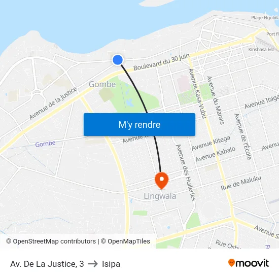 Av. De La Justice, 3 to Isipa map