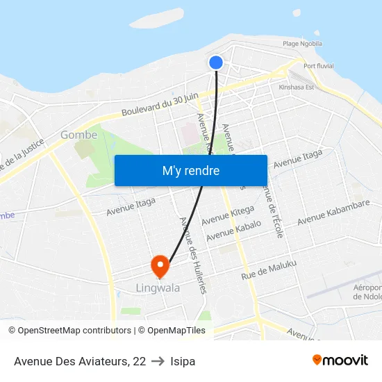 Avenue Des Aviateurs, 22 to Isipa map