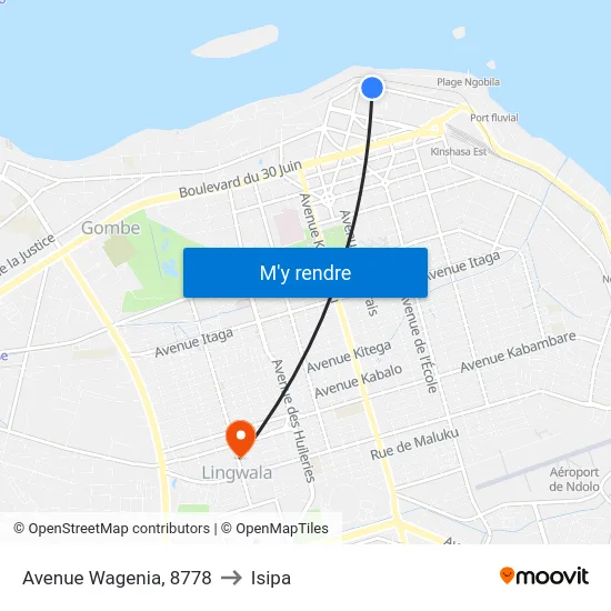 Avenue Wagenia, 8778 to Isipa map