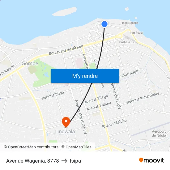 Avenue Wagenia, 8778 to Isipa map