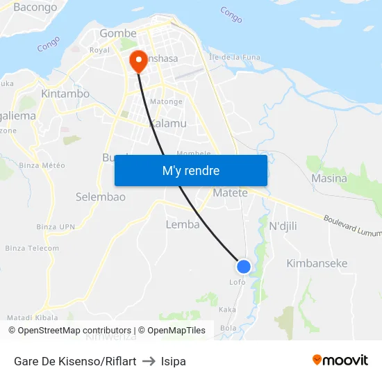 Gare De Kisenso/Riflart to Isipa map