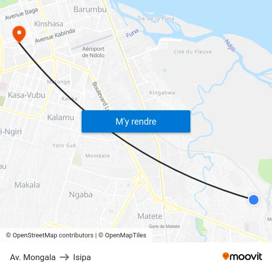Av. Mongala to Isipa map
