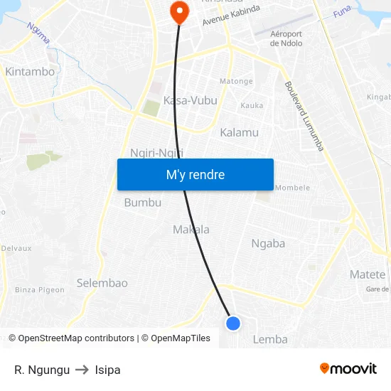 R. Ngungu to Isipa map