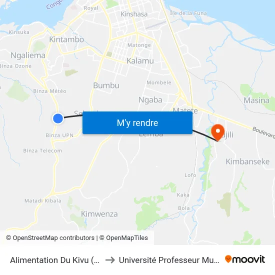 Alimentation Du Kivu (Peloustore) to Université Professeur Mutumbi (Upm) map
