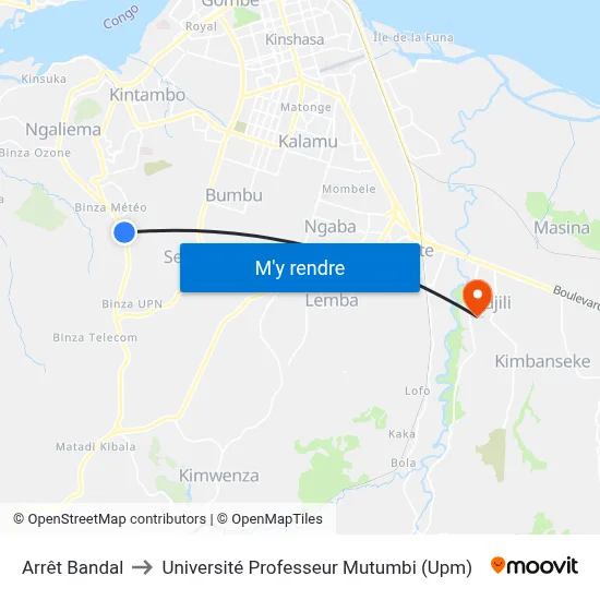 Arrêt Bandal to Université Professeur Mutumbi (Upm) map