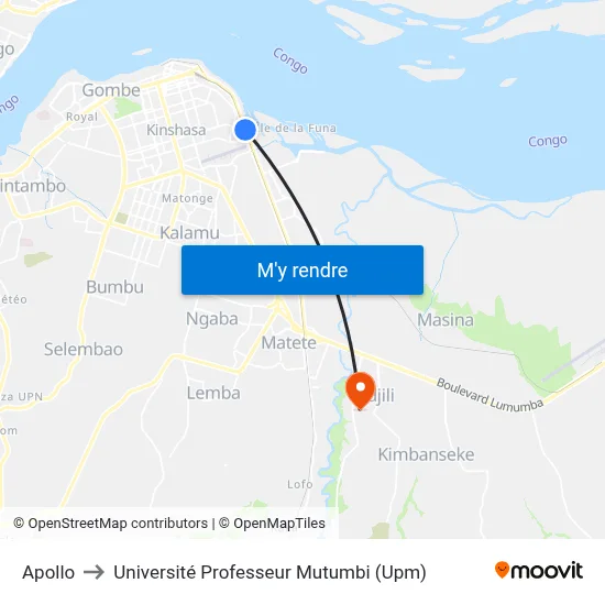 Apollo to Université Professeur Mutumbi (Upm) map
