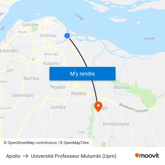 Apollo to Université Professeur Mutumbi (Upm) map