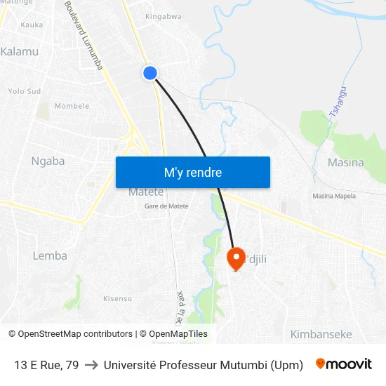 13 E Rue, 79 to Université Professeur Mutumbi (Upm) map