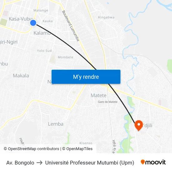 Av. Bongolo to Université Professeur Mutumbi (Upm) map
