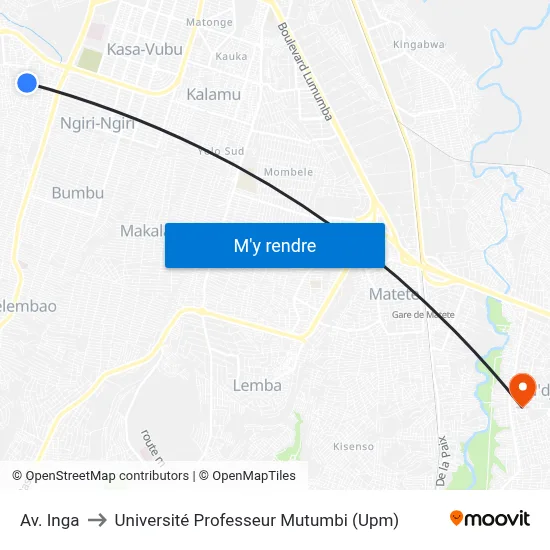 Av. Inga to Université Professeur Mutumbi (Upm) map