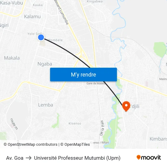 Av. Goa to Université Professeur Mutumbi (Upm) map