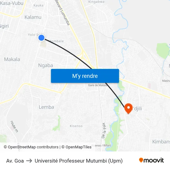 Av. Goa to Université Professeur Mutumbi (Upm) map